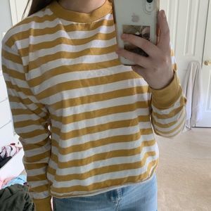 brandy melville yellow/white striped shirt
